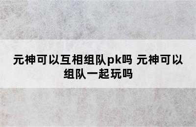 元神可以互相组队pk吗 元神可以组队一起玩吗